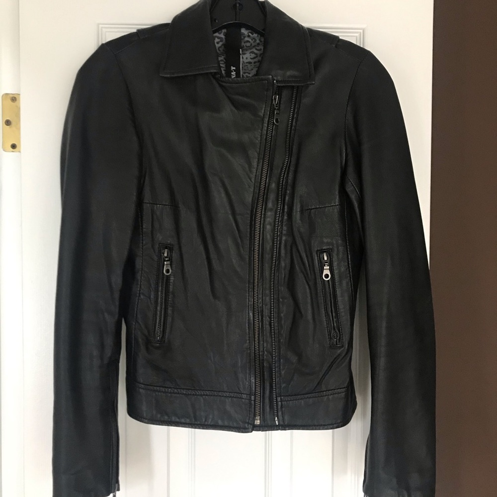 Kenna-T Black Leather Jacket, XS.